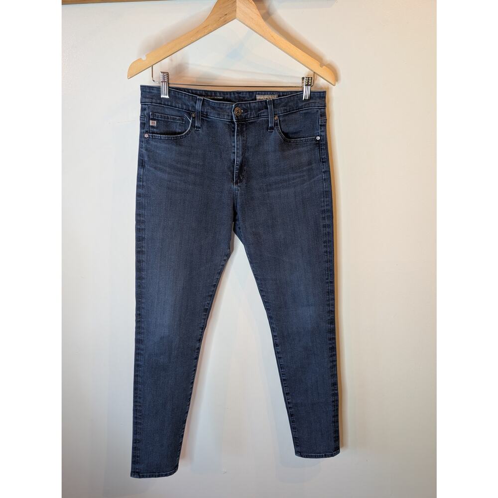 AG Adriano Goldschmied The Farrah High Rise Skinny Jeans Blue 31R Stretch Denim